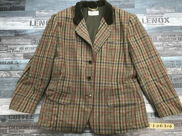 U-GAS SHOWA DRESS レディース 肩パッド チェック柄 レトロ ジャケット 秋冬 13 カーキ赤他拍卖