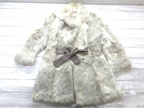 zi-zi レトロ ガーリー メルヘン フェアリー レザーリボンベルト ウィッシュコア ファーコート ジャケット レディース オフホワイト拍卖