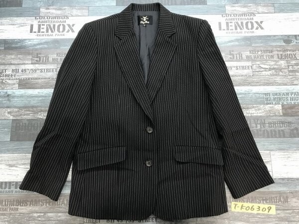 TOKYO MODE 東京モード レディース 日本製 裏地 肩パッド ストライプ レトロ ジャケット 9 黒白 秋冬拍卖