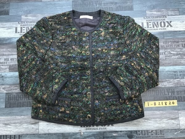 CT.ZENOVIA レディース カラーミックス ニット ノーカラージャケット グレー紫他拍卖