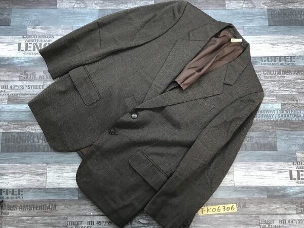 KITAHAMA メンズ 肩パッド センターベント 柄織り ジャケット 茶黒拍卖