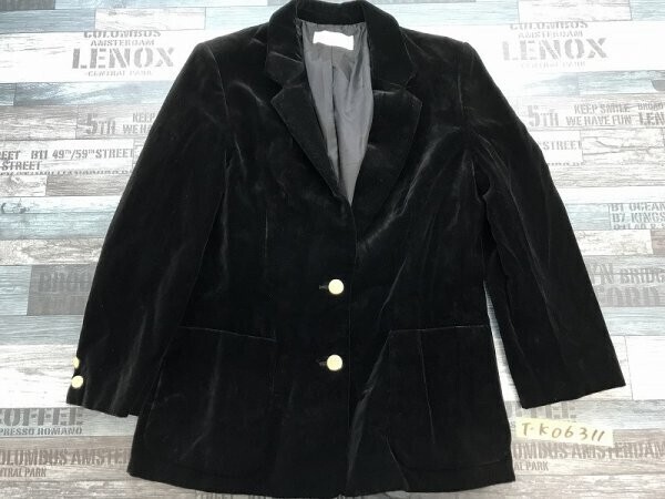 BON BOUTON ボンブトン オンワード レディース 裏地 肩パッド ベロアジャケット 秋冬 11 黒拍卖