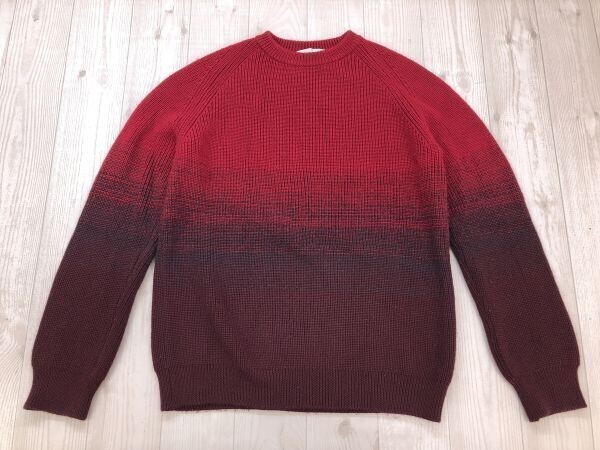 ESTNATION エストネーション レトロ トラッド ラグジュアリー モード クルーネック ニット セーター レディース ウール100% S 赤 グレー拍卖