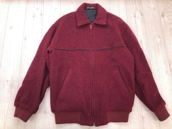 Come a Cross オールド 国産レトロ アメカジ 古着 ウール混 パイル ジップアップ スポーツ ジャケット ブルゾン メンズ 日本製 M 赤拍卖