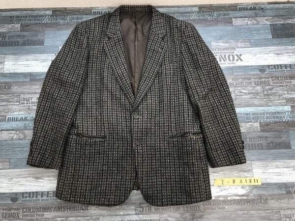 メンズ チェック柄 裏地付き テーラードジャケット グレー緑他拍卖