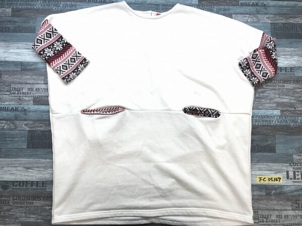 AMINA アミーナ レディース ニット切替 ラメ入り スウェットワンピース フリー オフホワイト黒赤拍卖