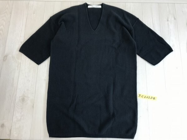 UNIQLO AND LEMAIRE ユニクロアンドルメール レディース Vネック スーピマコットン 七分袖チュニック M ネイビー拍卖