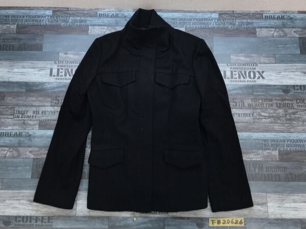 MICHEL KLEIN ミッシェルクラン レディース 比翼ジップ スタンドカラー ウール混 ジャケット コート 38 黒拍卖