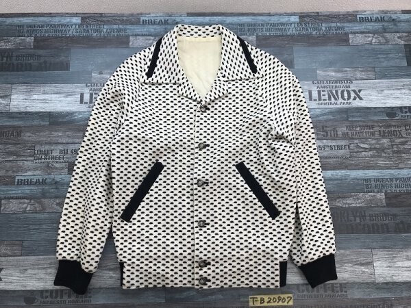 BARONECE レディース 総柄 アクリル 日本製 レトロ ジャケット M 白黒拍卖