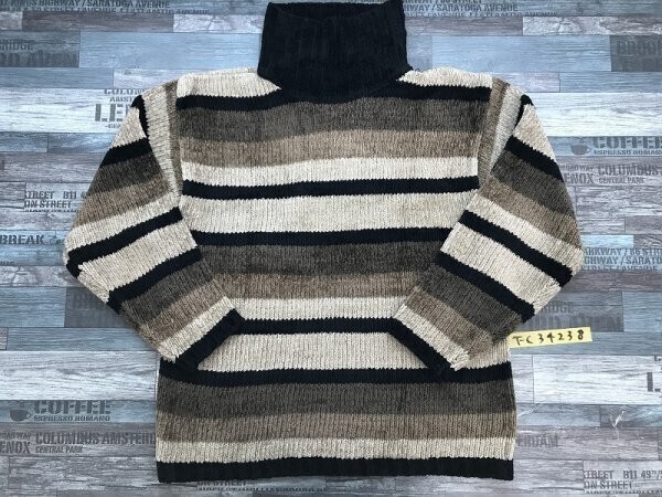 Mr.BOGEY MODE メンズ ボーダー タートルネック アクリル 厚手 ニットセーター 茶黒拍卖