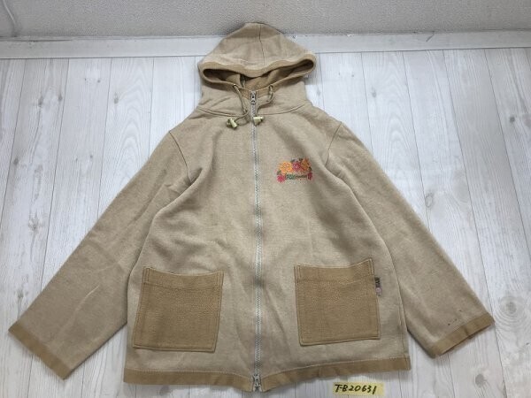 RYU レディース 日本製 裏起毛 ロゴ刺繍 ダブルジップ パーカー M キャメル拍卖