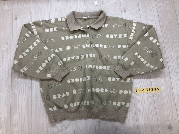 LACCO レディース 総柄 プリント 裏起毛 トレーナー L ライトグレージュ拍卖