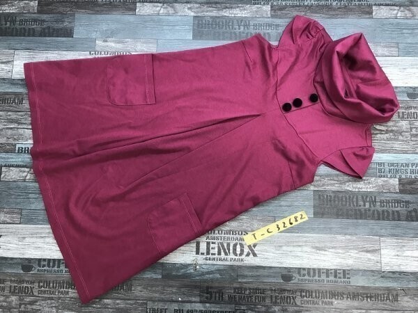 L’AMAZONE レディース ベロアボタン付き ノースリーブ ワンピース 36 赤紫拍卖