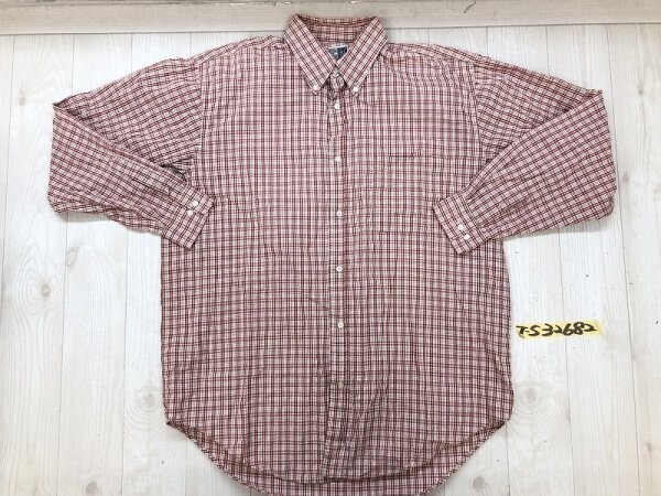 PEINTURE メンズ チェック ボタンダウン 長袖シャツ L 赤拍卖
