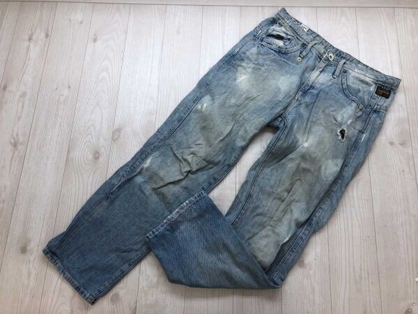 ジースターロゥ G-STAR RAW アメカジ ネオグランジ ストリート ダメージ デニム パンツ ジーンズ レディース ファスナー装飾 25 青拍卖