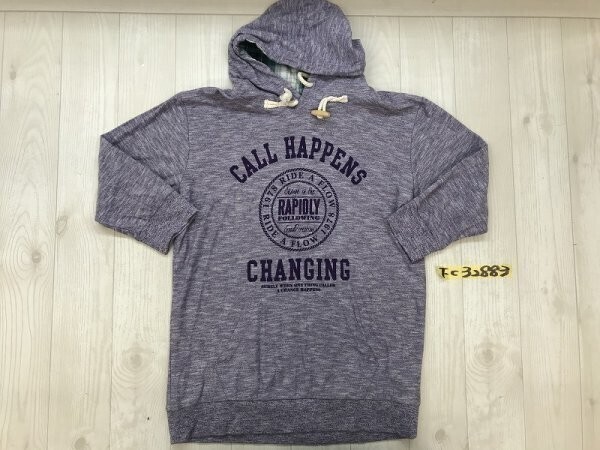 anti-Label しまむら レディース カレッジプリント ロンT 七分袖パーカー 大きいサイズ LL 杢パープル拍卖