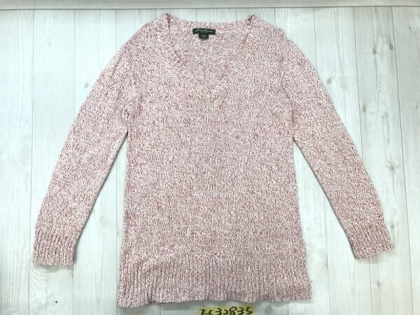 Eddie Bauer エディーバウアー メンズ コットン Vネック ニットカットソー SP 赤白拍卖