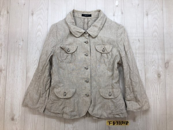 COMME CA ISM コムサイズム レディース リネン ジャケット ダブルポケット 袖折り返し ベージュ拍卖