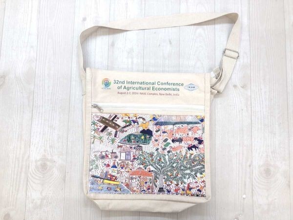第32回 国際農業経済学会 ニューデリー インド オールド レトロ キャンバス ショルダー バッグ カバン 男女兼用 イラストプリント ベージュ拍卖