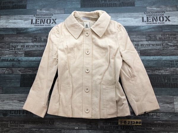 BARNEY NEW YORK バーニーズ ニューヨーク レディース 日本製 綿 ストライプ織 ジャケット 36 アイボリー拍卖