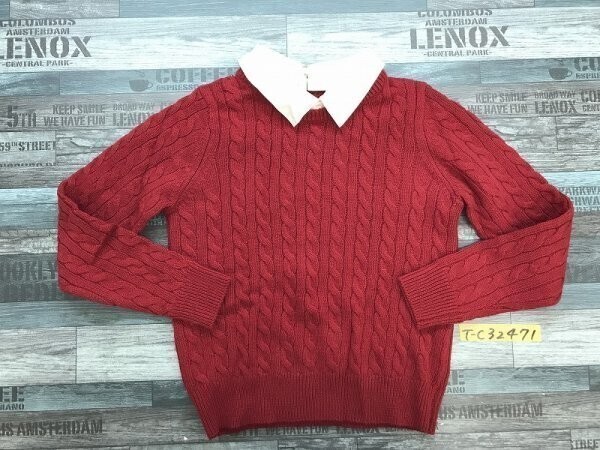 URBAN RESEARCH アーバンリサーチ レディース 襟2WAY ケーブル ニットソー FREE 赤白拍卖