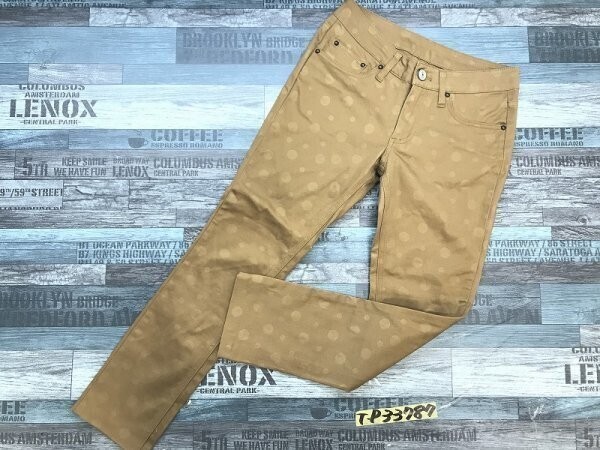 レディース 水玉 ストレッチ スキニーパンツ 61 キャメル拍卖