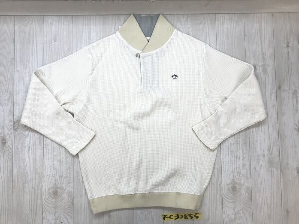 MUSSEL BURGH メンズ ショールカラー ワッフル プルオーバーカットソー M クリーム拍卖
