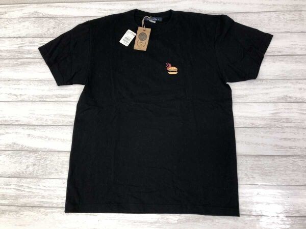 タグ付き新品 PUSH CONNECTION プッシュコネクション THE GREAT BURGER ザ・グレートバーガー コラボ 両面プリント半袖Tシャツ メンズ 3 黒拍卖