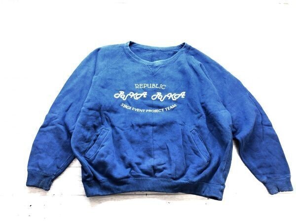 REPUBLIC PALKOA PALKOA オールド 昭和レトロ 古着 プリント スウェット トレーナー メンズ 裏起毛 青拍卖