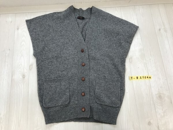 CLEO SUN レディース ショールカラー ポケット付き ベスト カーディガン M-L 杢グレー拍卖