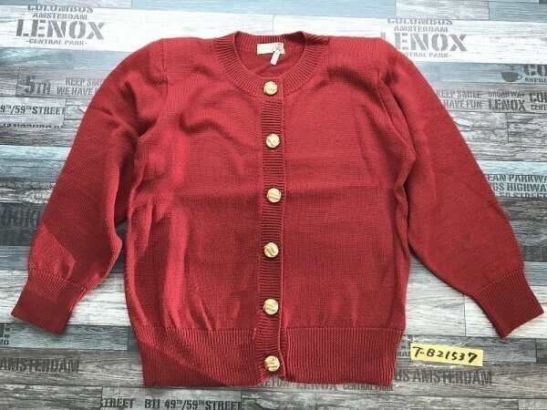 OH!CEANBELL レディース 金ボタン アクリルウール ニットカーディガン 肩パッド M 赤拍卖