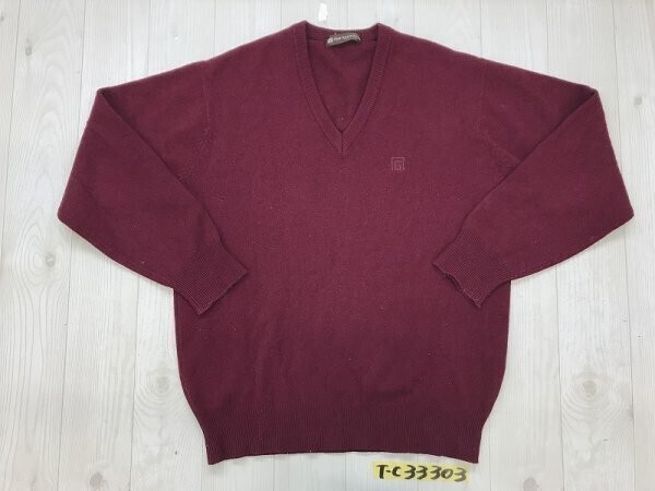 mario giorgi メンズ Vネック ニットセーター L 濃赤拍卖