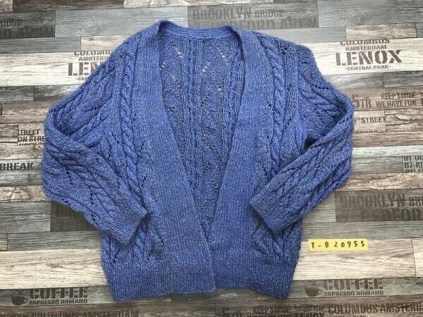 レディース ラメ混 ニットトッパーカーディガン 青シルバー拍卖