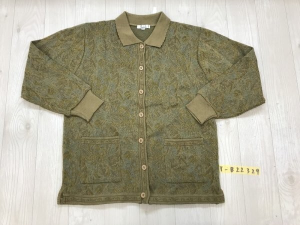 Varicella レディース 柄織り ニット シャツ型 カーディガン M-L カーキ他拍卖