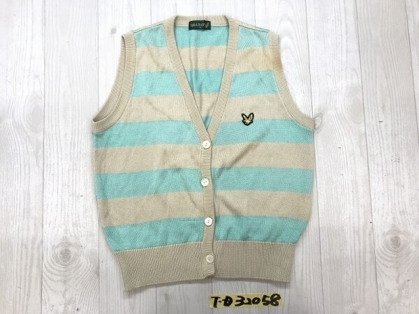 LYLE&SCOTT ライル&スコット レディース ロゴワッペン ボーダー ニット ベスト M ミントベージュ拍卖