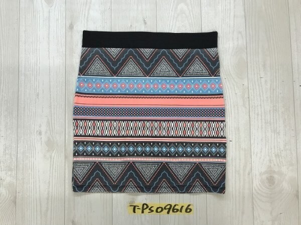 ZARA ザラ レディース エスニック 薄色柄 ストレッチ タイトスカート S 黒青オレンジ拍卖