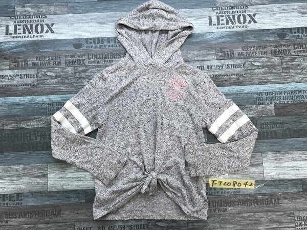abercrombie アバクロンビー キッズ ロゴプリント フード付き ロンT 7/8 グレー拍卖