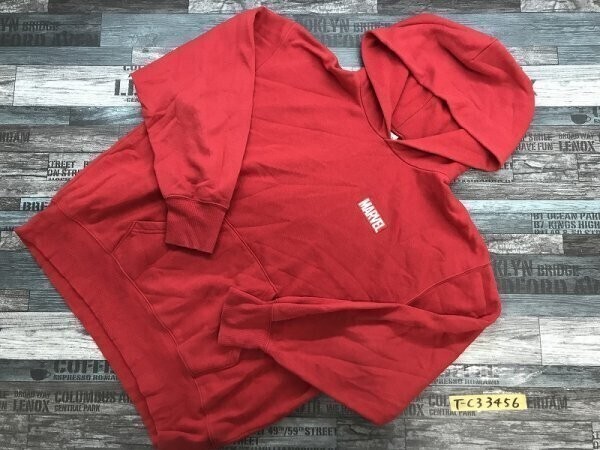 GU ジーユー × MARVEL マーベル メンズ アイアンマン 裏起毛 スウェット フーディー L 赤拍卖