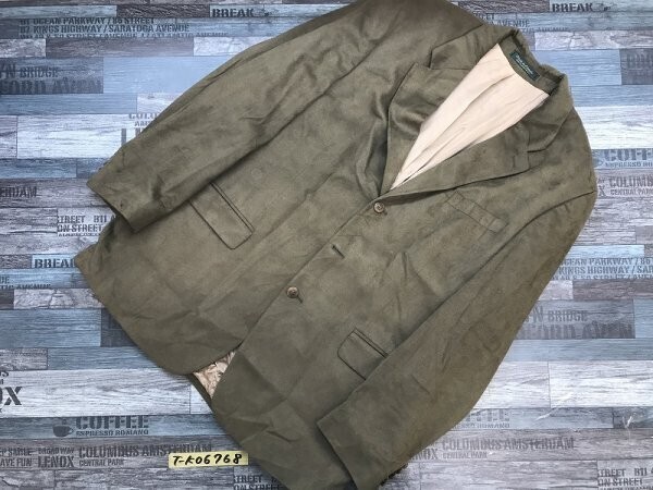 JOSEPH&FEISS メンズ 肩パッド入 カナダ製 裏地 スエードジャケット 秋冬 44 カーキ拍卖