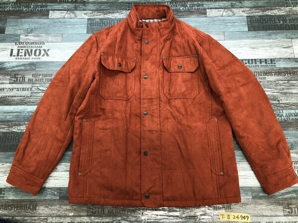 CURRENT STAGE メンズ スエード調 中綿 ジップジャケット M オレンジ拍卖