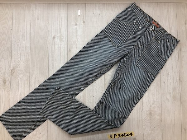 WAVE LIST レディース ストライプ ストレッチ スキニーパンツ 64-91 紺拍卖