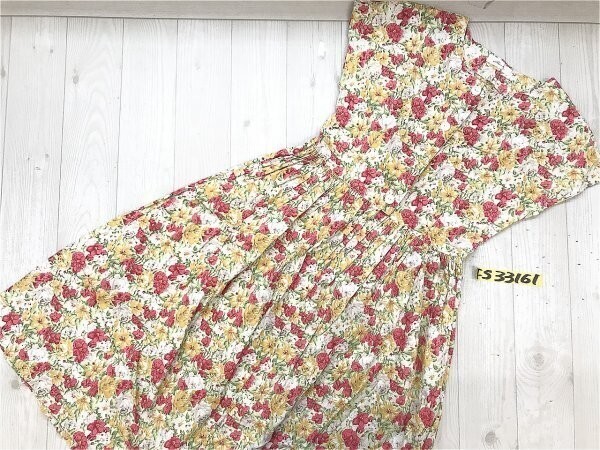 CUTICLE レディース 花柄 ハーフボタン キャップスリーブ 半袖ワンピース 9AR 赤オレンジ拍卖