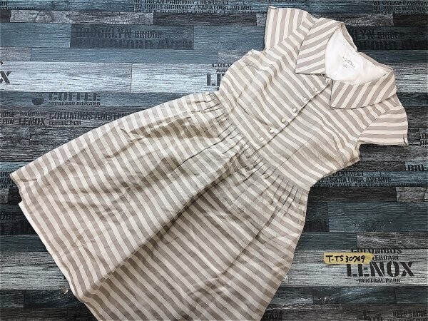 KUMIKYOKU 組曲 レディース ボーダー シャツワンピース 2 グレーベージュ拍卖