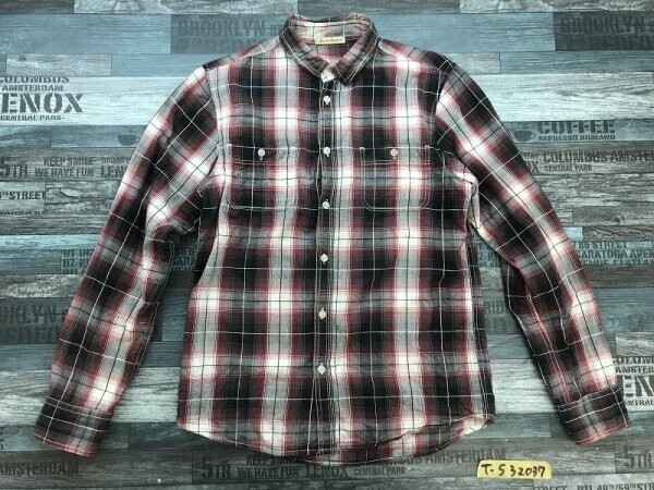 JOURNAL STANDARD ジャーナルスタンダード メンズ 綿 オンブレチェック ダブルポケット 長袖シャツ 赤黒白拍卖
