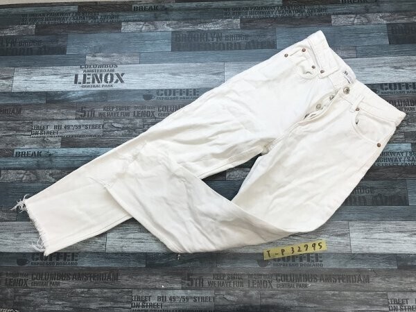 ZARA ザラ レディース 裾カットオフ デニムジーンズパンツ 36 白拍卖