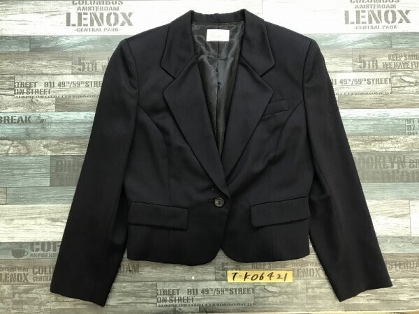 美品!AYLESBURY アリスバーリー レディース 裏地 ウール 肩パッド ショート丈 ワンボタン ジャケット 7 ダークネイビー 秋冬拍卖