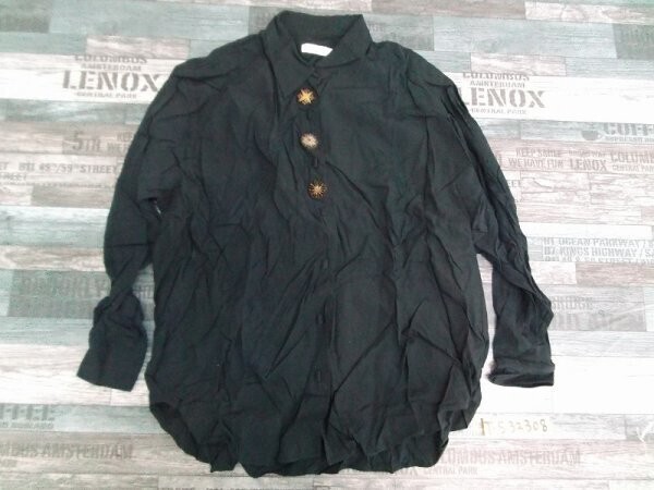 BRAHMIN レディース 飾りボタン付き 長袖シャツ 黒拍卖