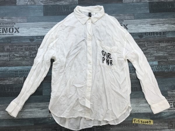 DIVIDED H&M エイチアンドエム レディース バック刺繍 レーヨン 長袖シャツ 4 白拍卖