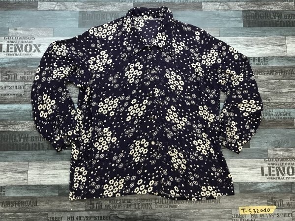 レディース レトロ 花柄 シアーシャツ 長袖 ブラウス 紫拍卖
