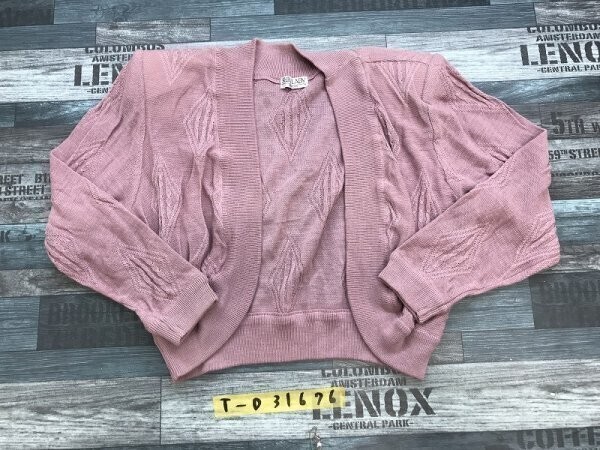 SURF LADY レナウン レディース 肩パッド付き ニット ボレロ カーディガン M くすみ紫拍卖